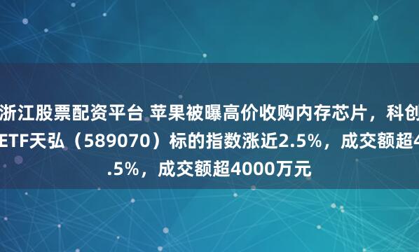 浙江股票配资平台 苹果被曝高价收购内存芯片，科创芯片设计ETF天弘（589070）标的指数涨近2.5%，成交额超4000万元