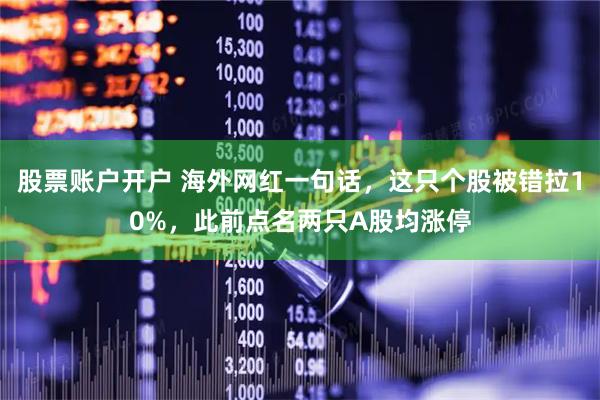 股票账户开户 海外网红一句话，这只个股被错拉10%，此前点名两只A股均涨停